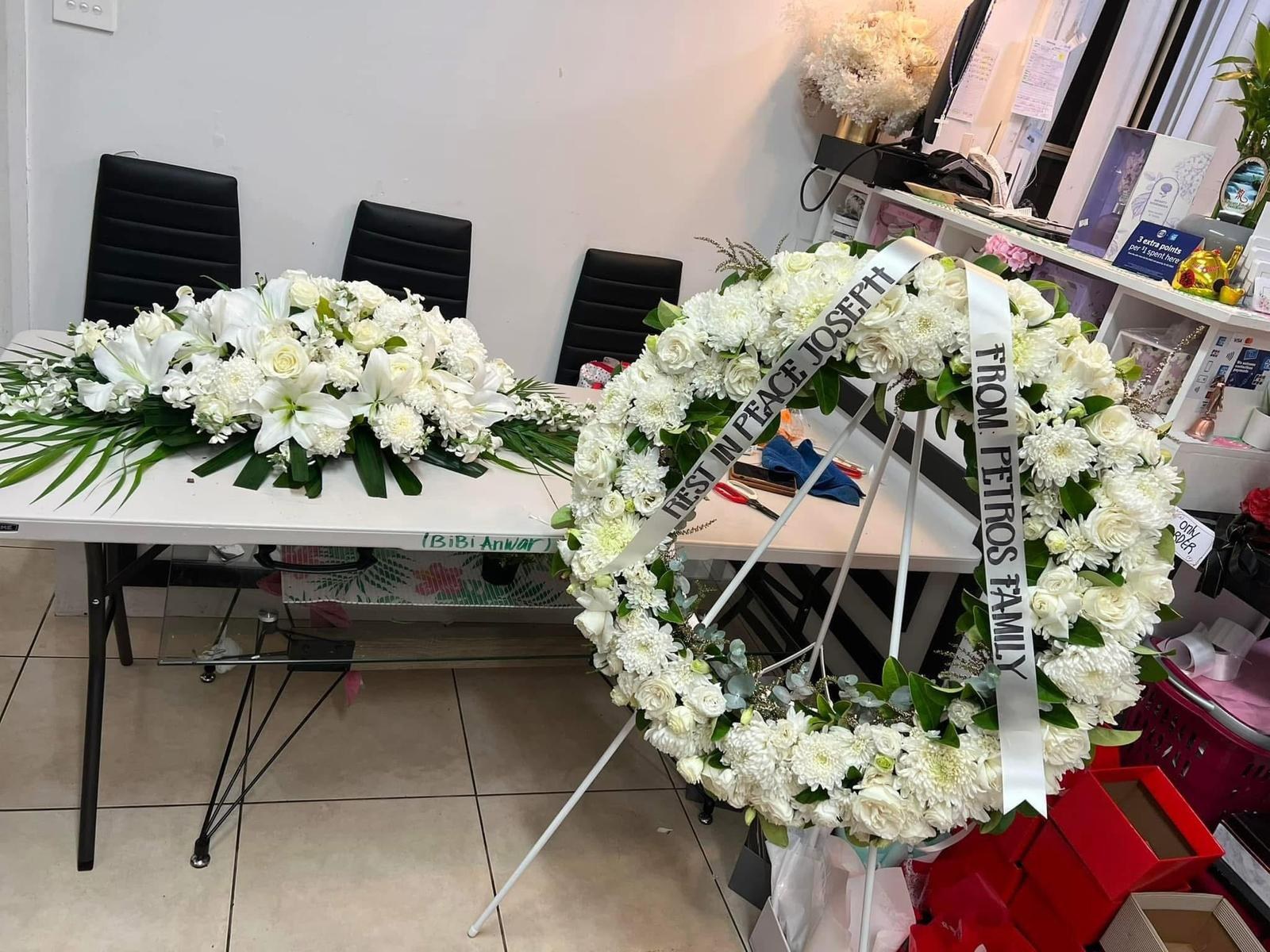 Custom funeral and sympathy floral arrangement by Everyday Flowers Sydney